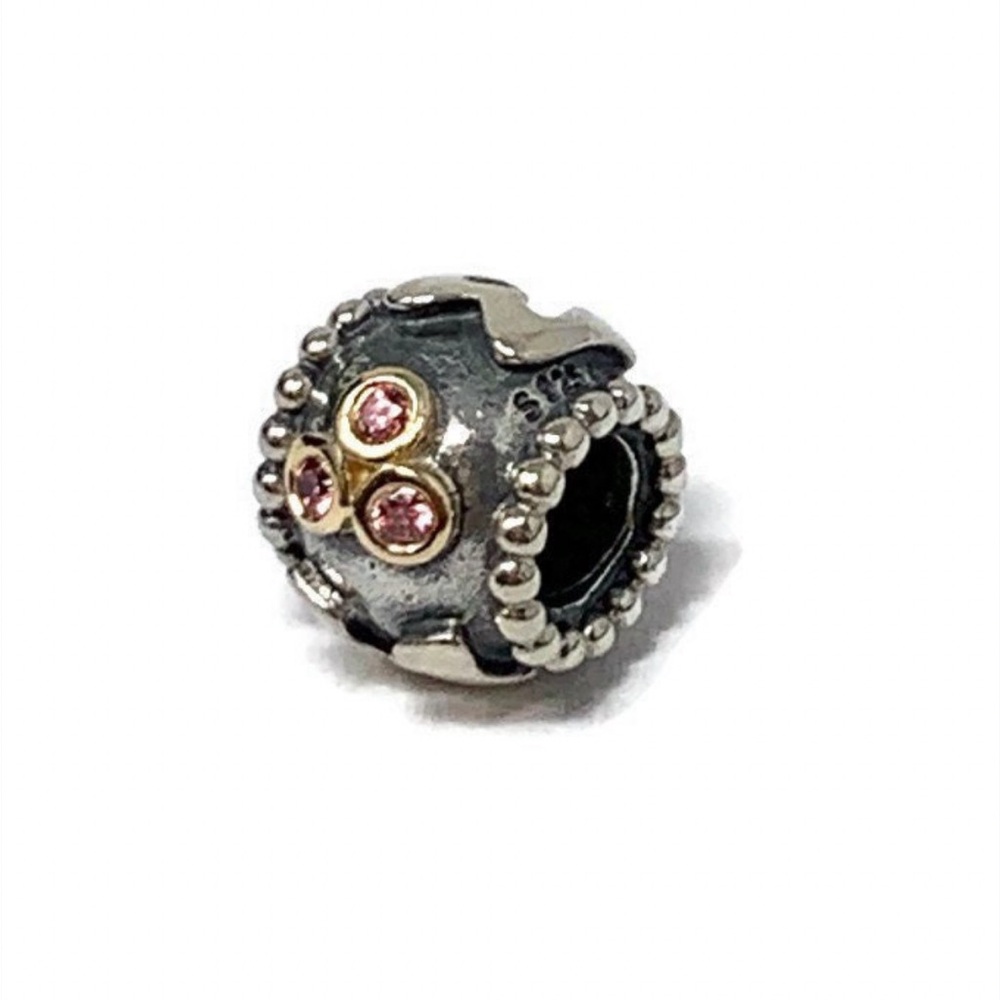 ✨Retired Pandora✨Sterlimg 925 14K Gold Pink CZ Retired Mom Charm